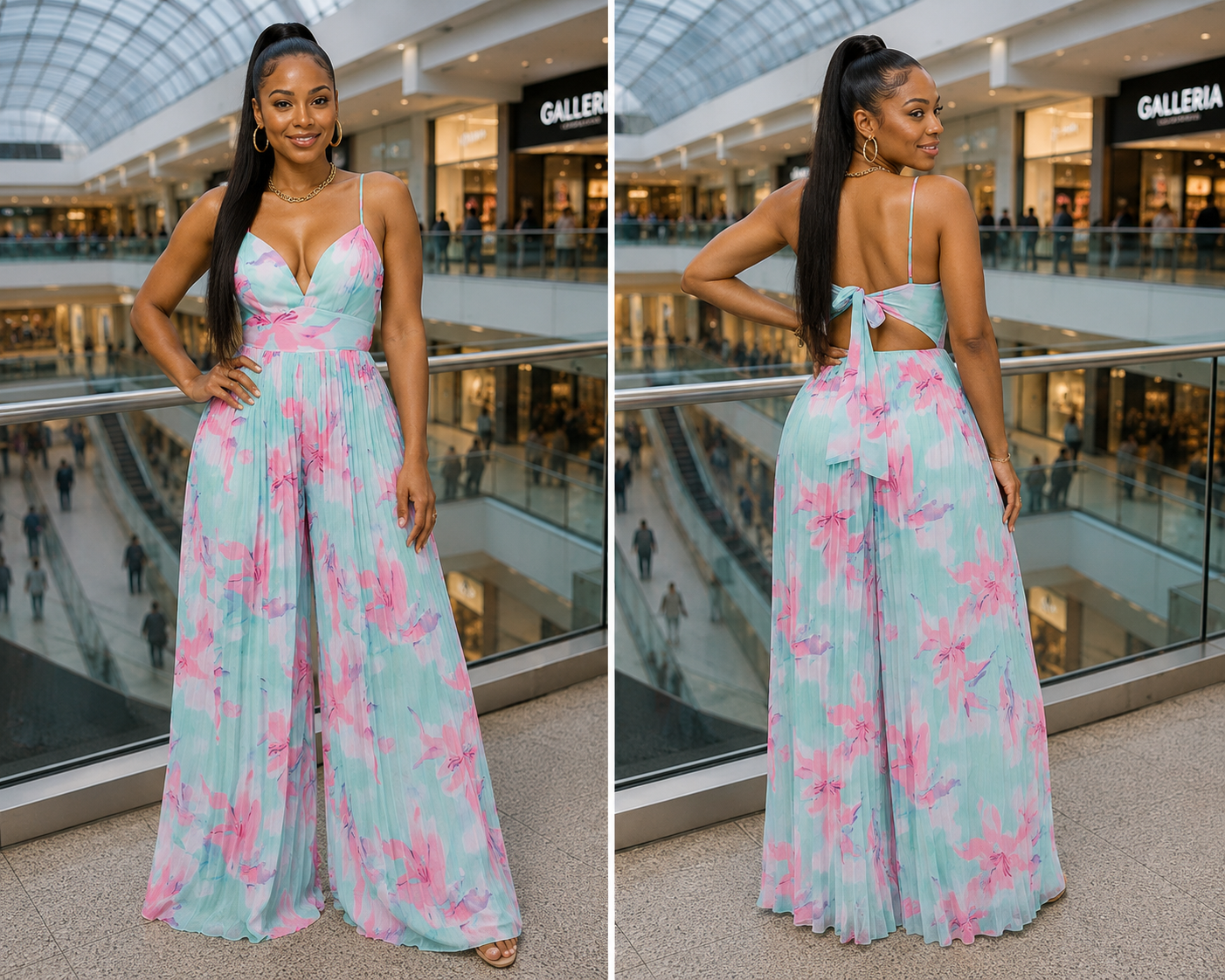 Palm Kiss Pleated Jumpsuit