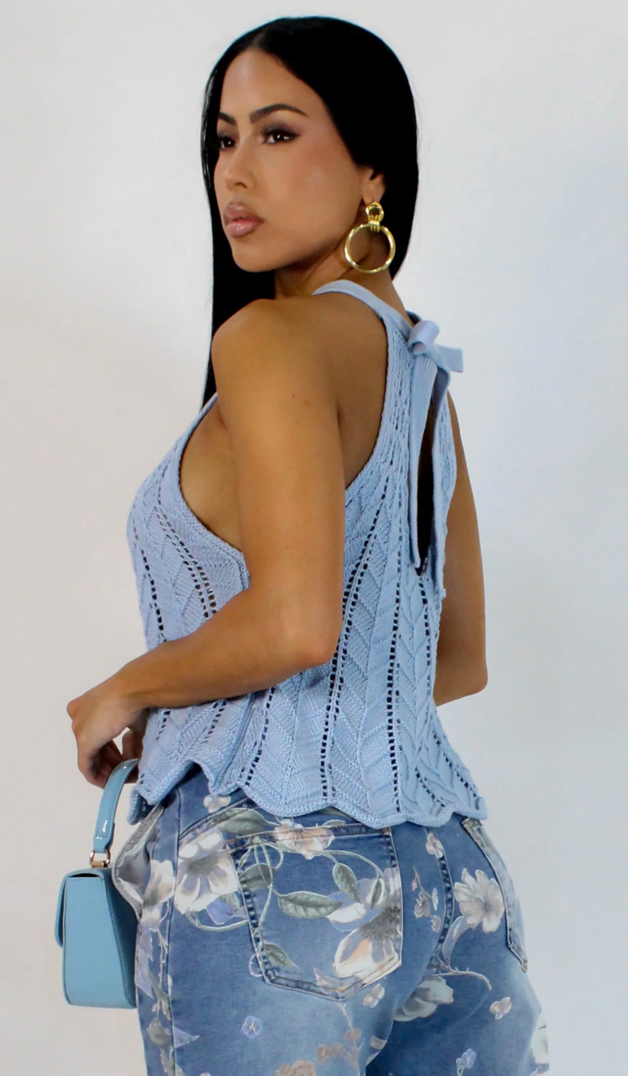 Baby Blue Knit Halter Top  image 1